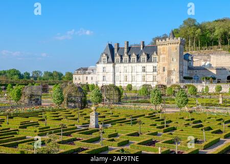 Das Château de Villandry und einem schönen Garten, Frankreich Stockfoto