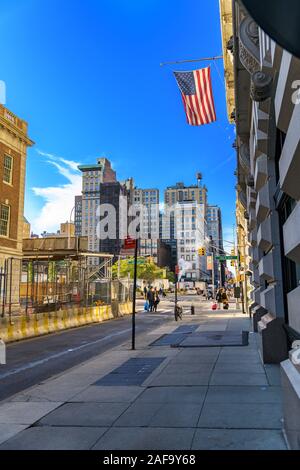 New York City, NY/USA, 11.09.2019: kalt und sonnig in Midtown Manhattan, mit Blick auf die Park Avenue und Union Square East Stockfoto