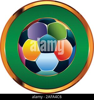 Mehrfarbig Fußball (Fußball) Kugel Symbol auf weißem Hintergrund. Stock Vektor