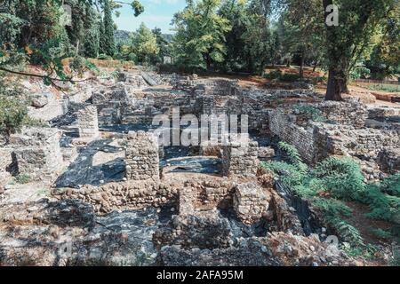 Die Reste einer Burg auf den Colline du Château Hügel in der Stadt Nizza in Frankreich Stockfoto