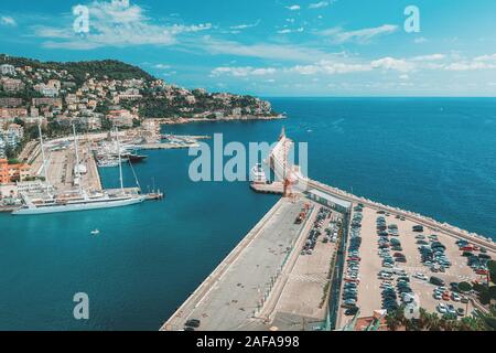 Ansicht von oben auf der Lympia Hafen in Nizza in Frankreich Stockfoto