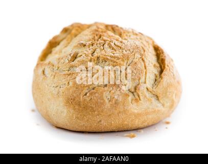 Teil der frischen deutschen Brötchen isoliert auf weißem Hintergrund Stockfoto