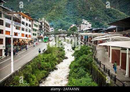 Machu Picchu Pueblo, Peru - Jan 7, 2019: Urubamba Machu Picchu Pueblo oder Aguas Calientes, Peru. Südamerika. Stockfoto