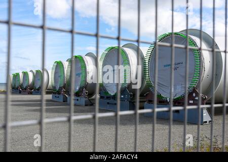 Siemens Gamesa wind turbine blades Great Yarmouth in Norfolk UK Stockfoto