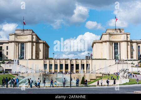 Das Palais de Chaillot ist ein Gebäude an der Oberseite der Chaillot Hügel im Trocadero Bereich im 16. arrondissement von Paris, Frankreich. Stockfoto