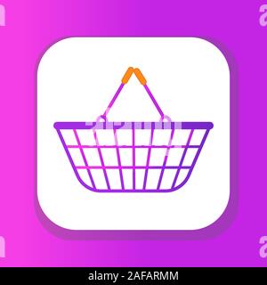 Warenkorb Symbol Flat Style. Einkaufskorb aus Kunststoff in einem Supermarkt auf weißem Hintergrund. Warenkorb legen. Vector Illustration Stock Vektor