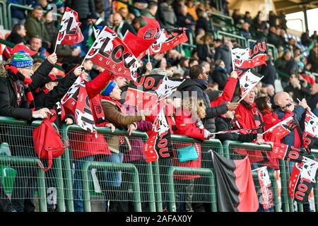 Treviso, Italien. 14 Dez, 2019. Fans lyonduring Benetton Treviso vs Lyon, Rugby Heineken Champions Cup in Treviso, Italien, 14. Dezember 2019 - LPS/Ettore Griffoni Credit: Ettore Griffoni/LPS/ZUMA Draht/Alamy leben Nachrichten Stockfoto
