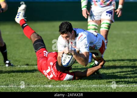 Treviso, Italien. 14. Dez, 2019. Versuchen von Leonardo sarto (Treviso) bei Benetton Treviso vs Lyon, Rugby Heineken Champions Cup in Treviso, Italien, 14. Dezember 2019 - LPS/Ettore Griffoni Credit: Ettore Griffoni/LPS/ZUMA Draht/Alamy leben Nachrichten Stockfoto