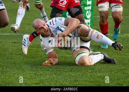 Treviso, Italien. 14. Dez, 2019. versuchen Sie von Marco lazzaroni (Treviso) bei Benetton Treviso vs Lyon - Rugby Heineken Champions Cup - Kreditkarten: LPS/Ettore Griffoni/Alamy leben Nachrichten Stockfoto
