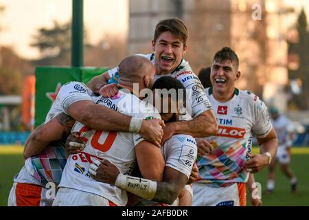 Treviso, Italien. 14 Dez, 2019. Glück für latry von Marco lazzaroni (Treviso) bei Benetton Treviso vs Lyon, Rugby Heineken Champions Cup in Treviso, Italien, 14. Dezember 2019 - LPS/Ettore Griffoni Credit: Ettore Griffoni/LPS/ZUMA Draht/Alamy leben Nachrichten Stockfoto