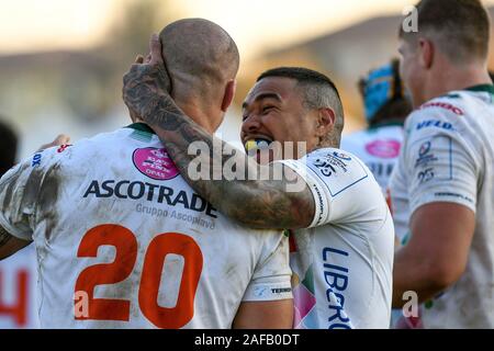 Treviso, Italien. 14 Dez, 2019. Glück für latry von Marco lazzaroni (Treviso) bei Benetton Treviso vs Lyon, Rugby Heineken Champions Cup in Treviso, Italien, 14. Dezember 2019 - LPS/Ettore Griffoni Credit: Ettore Griffoni/LPS/ZUMA Draht/Alamy leben Nachrichten Stockfoto