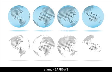3D-Vektor Globen mit Weltkarten und Kontinent transparent Stock Vektor
