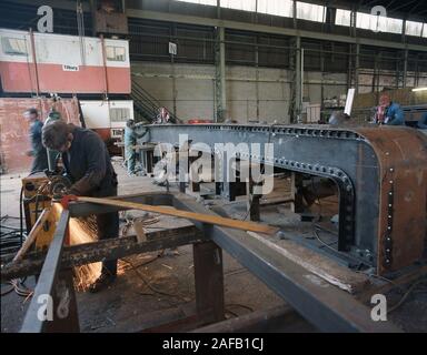 Eine Herstellung Yard in Ipswich Suffolk, 1988, die Sicherheitsstandards in den 80er Jahren. Osteuropa, England, Grossbritannien Stockfoto