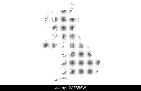 Großbritannien Karte Vektor punktiert, isolierte Hintergrund. Flache graue Schablone für Website Muster, Geschäftsbericht, Infografik. Großbritannien Karte punktiert. England Karte Stock Vektor