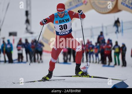 Davos, Schweiz, 14. Dezember 2019. Krasnow Andrej Rus bei der Sprint Qualifikation bin FIS Langlauf Weltcup Davos Nordic 2019 in Davos. Stockfoto