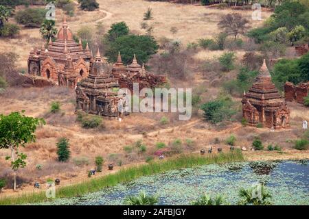 Anzeigen von Bagan Tempel von Nan Myint Tower, Alt Bagan, Mandalay, Myanmar, Asien Stockfoto