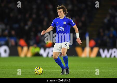 Leicester, Großbritannien. 14 Dez, 2019. Caglar Soyuncu (4) Leicester City während der Premier League Match zwischen Leicester City und Norwich City für die King Power Stadion, Leicester am Samstag, den 14. Dezember 2019. (Credit: Jon Hobley | MI Nachrichten) das Fotografieren dürfen nur für Zeitung und/oder Zeitschrift redaktionelle Zwecke verwendet werden, eine Lizenz für die gewerbliche Nutzung Kreditkarte erforderlich: MI Nachrichten & Sport/Alamy leben Nachrichten Stockfoto