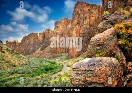Straße durch hohe Rock Canyon. Black Rock Wüste National Conservation Area. Nevada Stockfoto