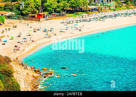 Villasimius Strand am Mittelmeer in Insel Sardinien in Italien Stockfoto