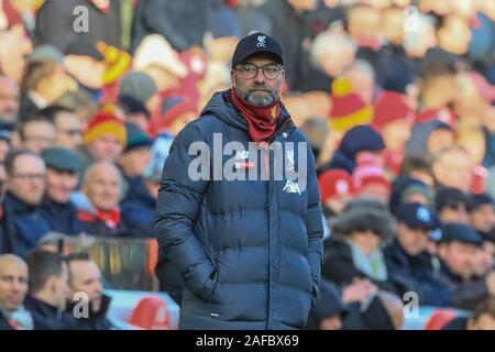 14. Dezember 2019, Liverpool, Liverpool, England; Premier League, Liverpool v Watford: Jürgen Klopp Manager von Liverpool während des Spiels Credit: Mark Cosgrove/News Bilder Stockfoto