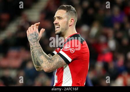 Southampton, Großbritannien. 14. Dez 2019. Southampton, Danny Ings zeigt seine Frustration während der Premier League Match zwischen Southampton und West Ham United in der St. Mary's Stadium, Southampton am Samstag, den 14. Dezember 2019. (Credit: Jon Bromley | MI Nachrichten) das Fotografieren dürfen nur für Zeitung und/oder Zeitschrift redaktionelle Zwecke verwendet werden, eine Lizenz für die gewerbliche Nutzung Kreditkarte erforderlich: MI Nachrichten & Sport/Alamy Live News Credit: MI Nachrichten & Sport/Alamy leben Nachrichten Stockfoto