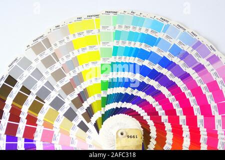 Color Palette Guide Isolated on White Background. Beispiel-Farben-Katalog. Stockfoto