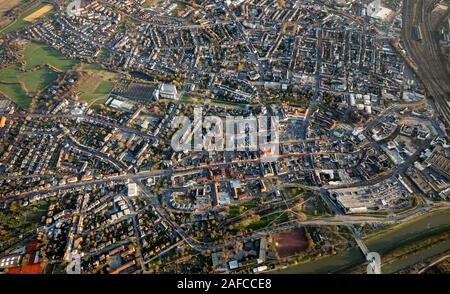 , Luftbild, Überblick über die Stadt Hamm, Santa-Monica-Platz, Blick von Norden,, Hamm, Ruhrgebiet, Nordrhein-Westfalen, Deutschland, Europa, Bir Stockfoto