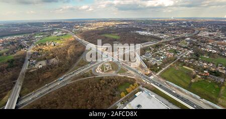 Luftbild, Wiederaufbau Autobahnkreuz Recklinghausen, Autobahn A2, Autobahn A43, Ausfahrt Recklinghausen ist ein Autobahnkreuz in Recklingh Stockfoto