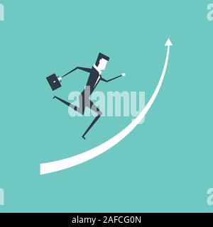 Geschäftsmann mit bis auf angehobenen Pfeil, um Erfolg zu erreichen. Stock Vektor