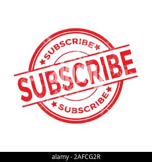 Grunge rot abonnieren Stempelabdruck auf weißem Hintergrund. Stock Vektor