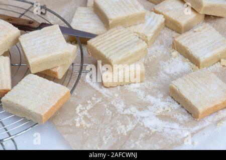 Hausgemachte square Butterkekse Stockfoto