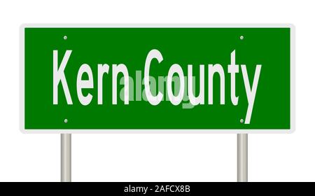 Rendering von einem grünen 3d Autobahn Zeichen für Kern County Stockfoto