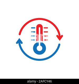 Thermometer Climate Control Symbol in flachen Stil. Meteorologie balance Vector Illustration auf weißem Hintergrund isoliert. Heiße, kalte Temperatur business c Stock Vektor