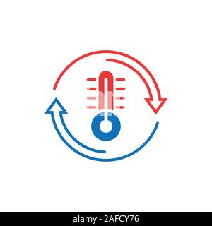 Thermometer Climate Control Symbol in flachen Stil. Meteorologie balance Vector Illustration auf weißem Hintergrund isoliert. Heiße, kalte Temperatur business c Stock Vektor