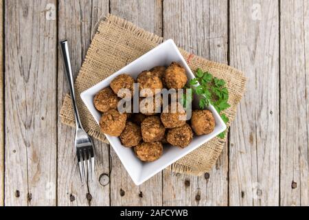 Teil der Frikadellen als detaillierte Nahaufnahme; selektive Fokus Stockfoto