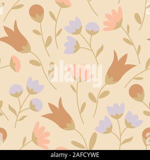 Nahtlose Muster mit Wildblumen in Pastellfarben. Sommer floral background. Vector Illustration EPS 10. Stock Vektor