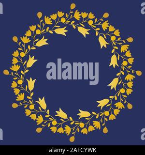 Dekorative Runde Floral frame. Kranz der goldenen Blumen. Vector Illustration EPS 10. Stock Vektor