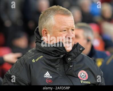 SHEFFIELD, England. Oktober 21 Chris Wilder (SUFC Manager) vor der Englischen Premier League Match zwischen Sheffield United und Aston Villa an der B Stockfoto