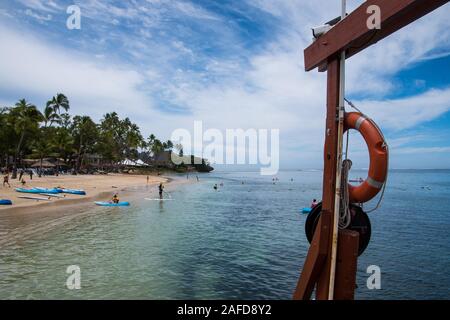 Blick vom Jetty im Shangri La, Fidschi Stockfoto