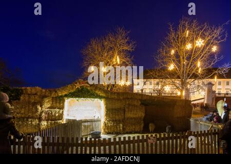 : Engelhartstetten Schloss Hof Schloss, Weihnachtsmarkt, lebende Krippe im Marchfeld, Niederösterreich, Lower Austria, Austria Stockfoto