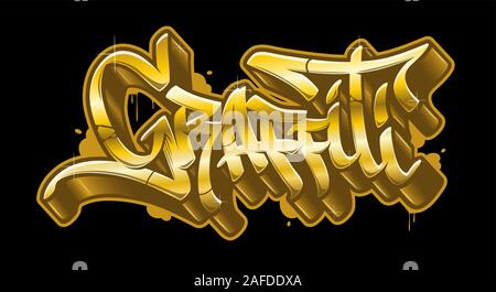 Graffiti Wort in lesbarer Graffiti style in goldenen Farben. Gold vektor Text. Stock Vektor