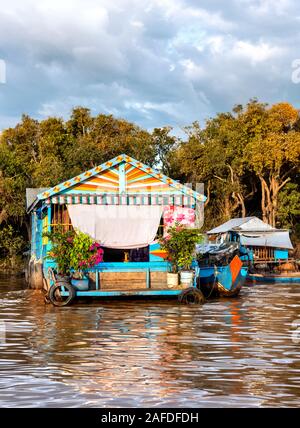 Chong Kneas Floating Village, Tonle Sap See Siem Reap Kambodscha Stockfoto