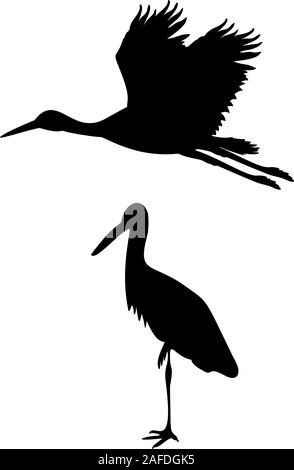 Silhouette von zwei störche. Tier Vögel. Vektor Illustrator Stock Vektor