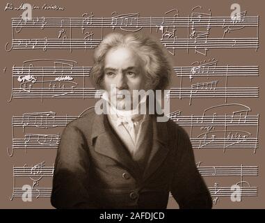 Handschriftliche Klavier Sonate Nr. 12 in einem ♭ major, Op. 26, Ludwig van Beethoven, 1770-1827, Deutscher Komponist Stockfoto
