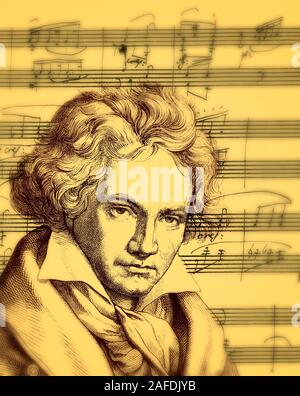 Handschriftliche Klavier Sonate Nr. 12 in einem ♭ major, Op. 26, Ludwig van Beethoven, 1770-1827, Deutscher Komponist Stockfoto