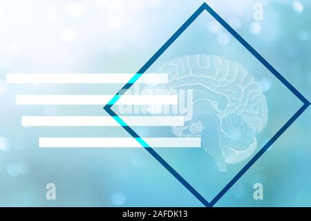 3D-Rendering. Illustration, Grafik brighty Gehirn mit leichten Elementen, Platz für Text Stockfoto