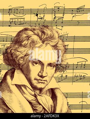 Handschriftliche Klavier Sonate Nr. 12 in einem ♭ major, Op. 26, Ludwig van Beethoven, 1770-1827, Deutscher Komponist Stockfoto