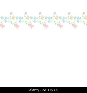 Dekorative floralen Ornament für Rahmen. Ribbon nahtlose Muster mit bunten Blumen. Vector Illustration EPS 10. Stock Vektor