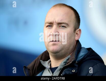 Von Manchester City Manager Nick Cushing während Super der FA Frauen Liga Match an der Akademie Stadion, Manchester. Stockfoto