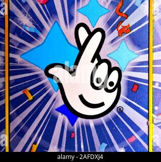National Lottery Logo auf einem rubbelbild closeup Makro Stockfoto